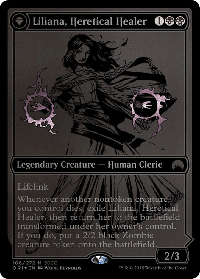 carte de Liliana Heretical Healer édition comicon de San Diego 2015