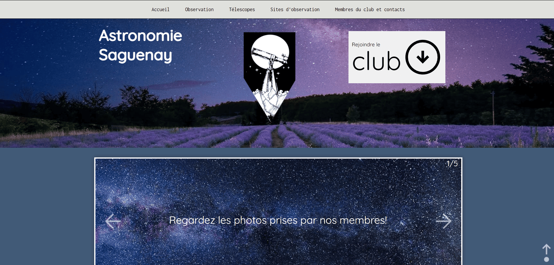 capture d'écran d'Astronomie Saguenay