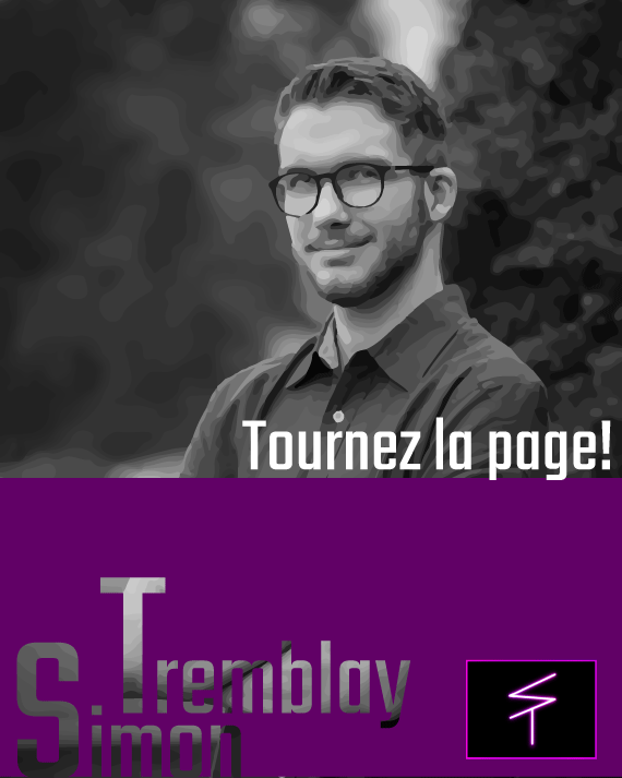 couverture du livre interactif représentant Simon Tremblay qui croise les bras l'air confiant